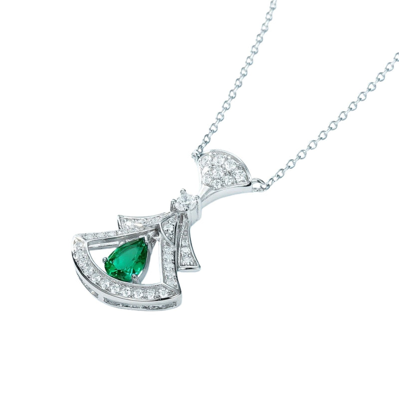 Cassandre Emerald Green Fan Necklace