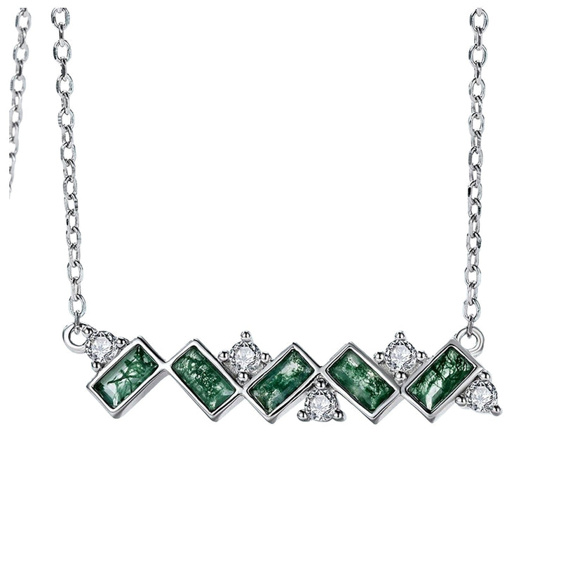 Catel Green Moss Baguette Necklace