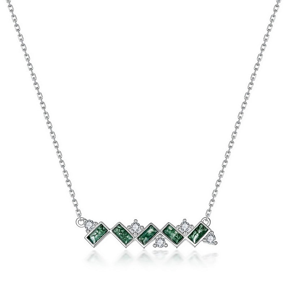 Catel Green Moss Baguette Necklace