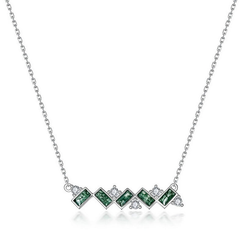 Catel Green Moss Baguette Necklace