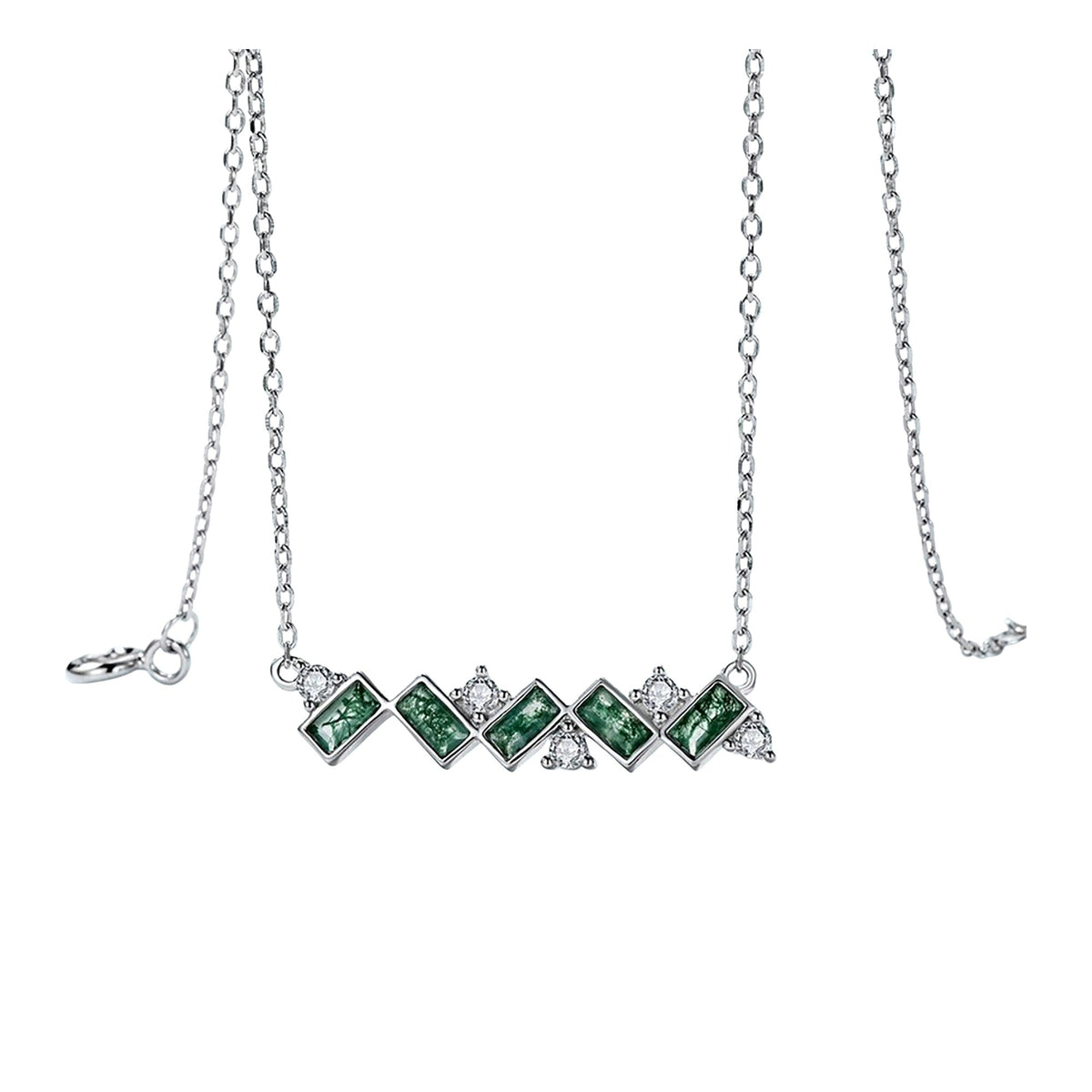 Catel Green Moss Baguette Necklace