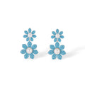 Cendrine Blue Floral Pearl Drop Earrings
