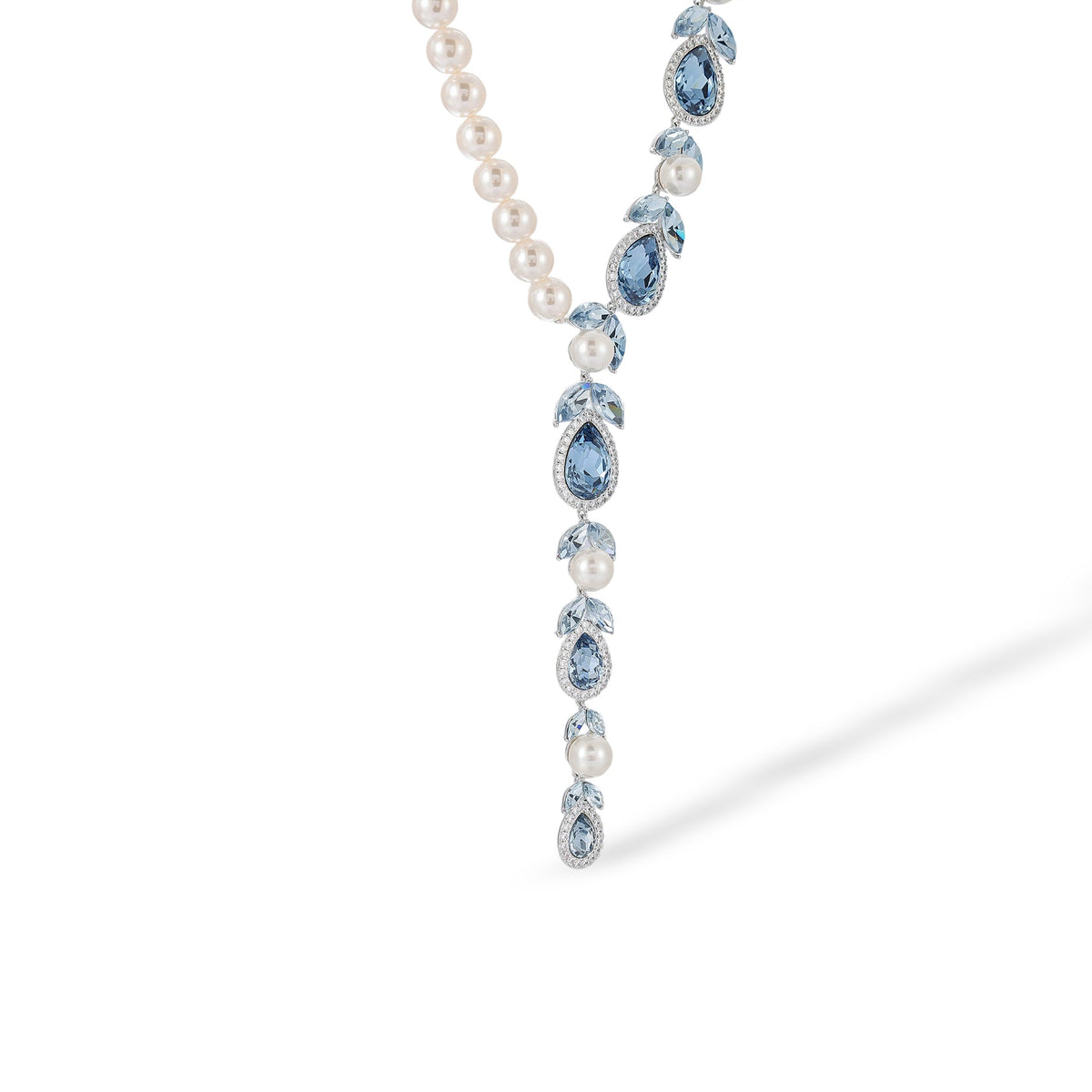 Cendrine Blue Y Shape Pearl Teardrop Necklace