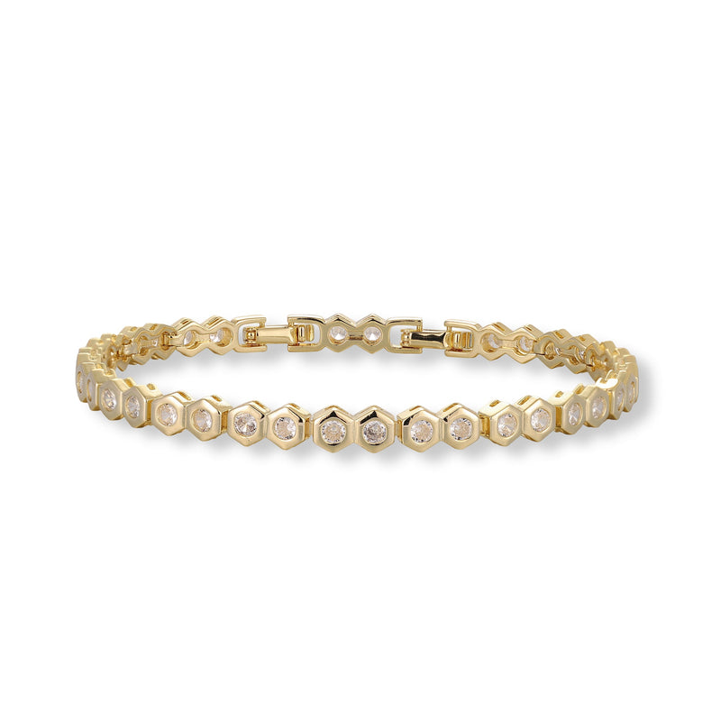Charline 14K Gold Hexagonal Tennis Bracelet