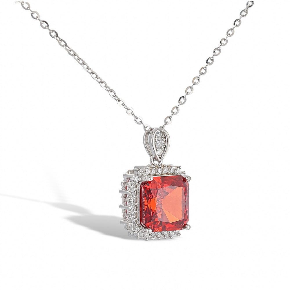 Chic Ruby Square Necklace