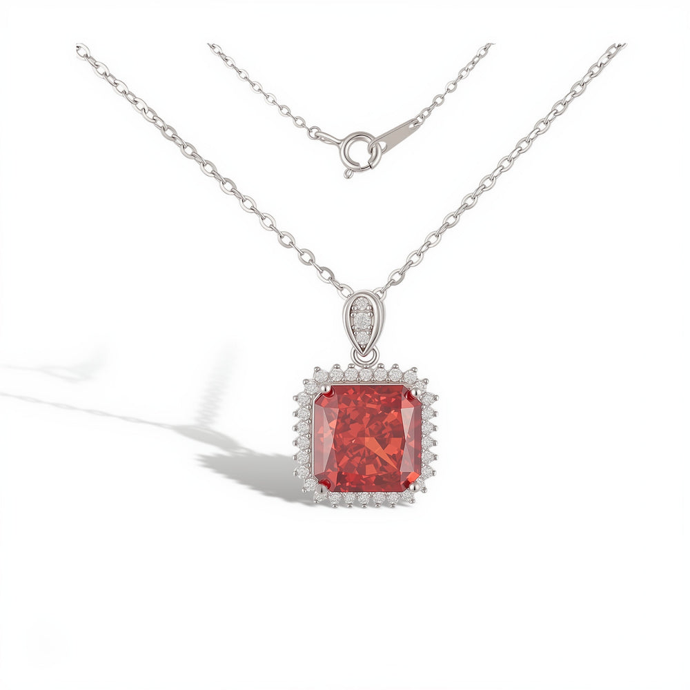 Chic Ruby Square Necklace