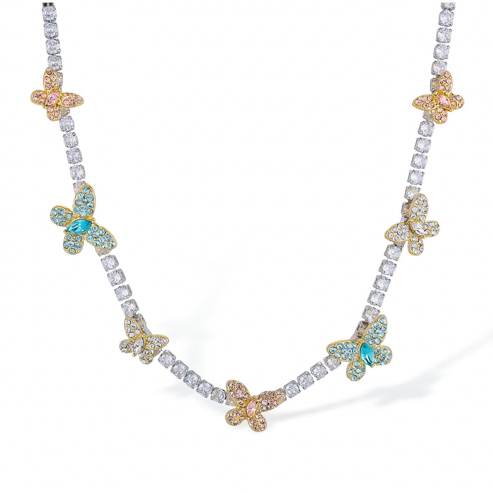 Christa Multicolor Butterfly Choker Necklace