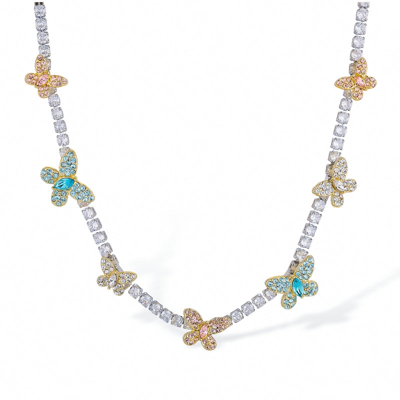 Christa Multicolor Butterfly Choker Necklace