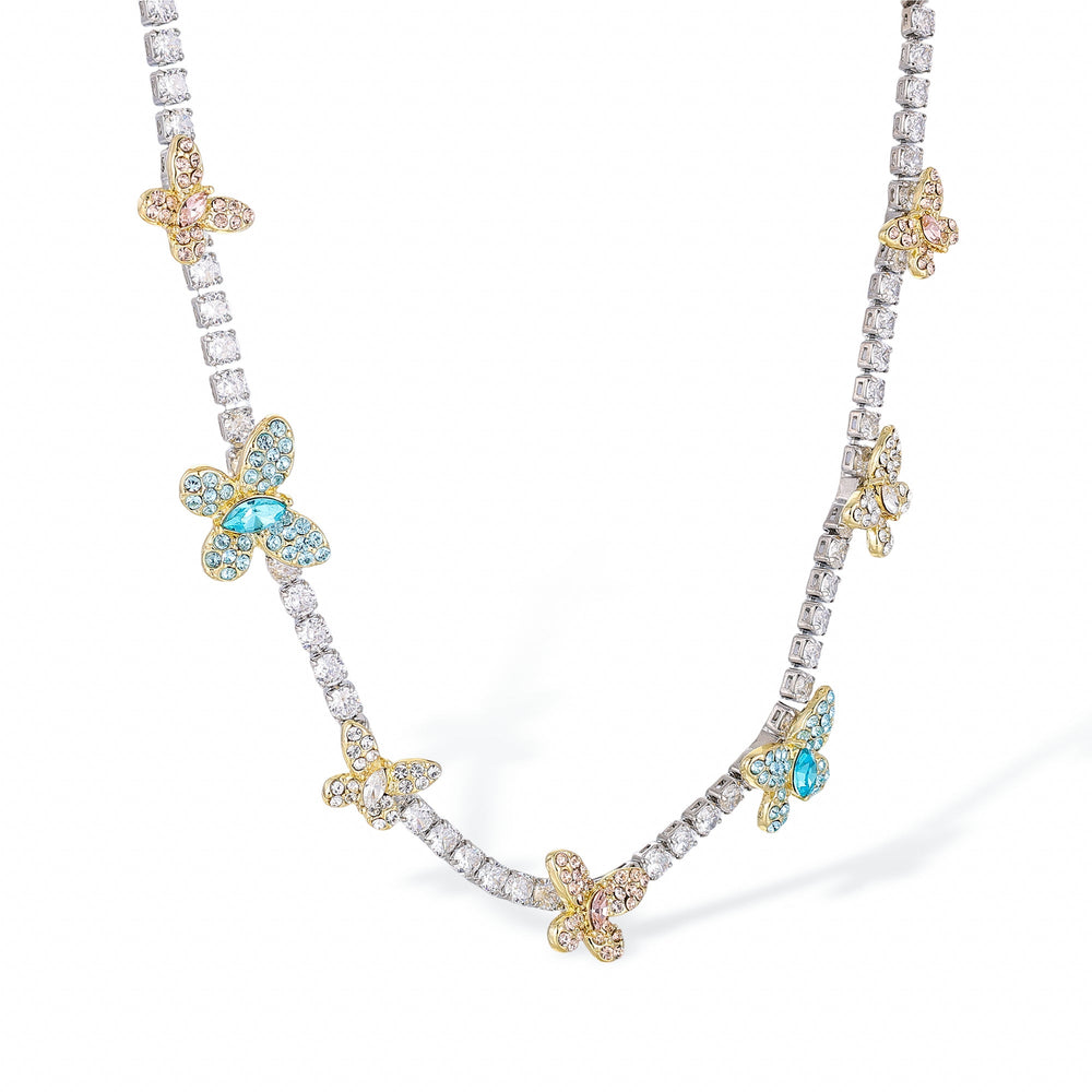 Christa Multicolor Butterfly Choker Necklace