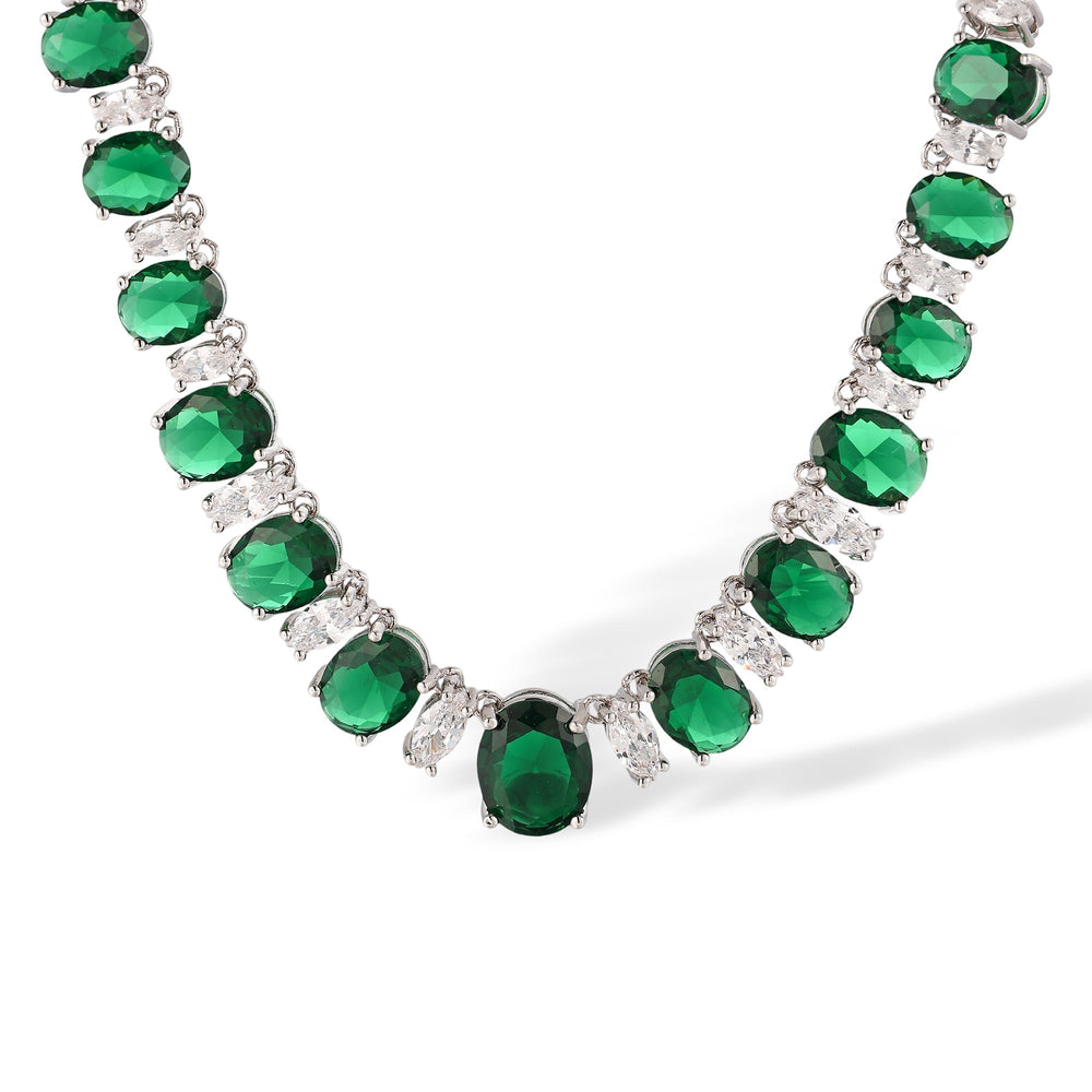 Clarisse Green Oval Marquise Necklace