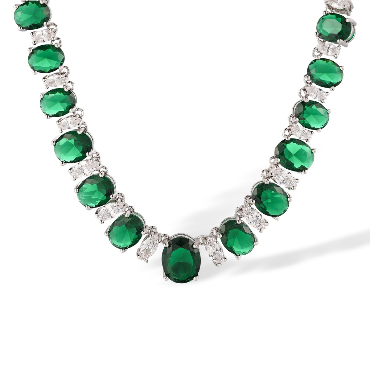 Clarisse Green Oval Marquise Necklace