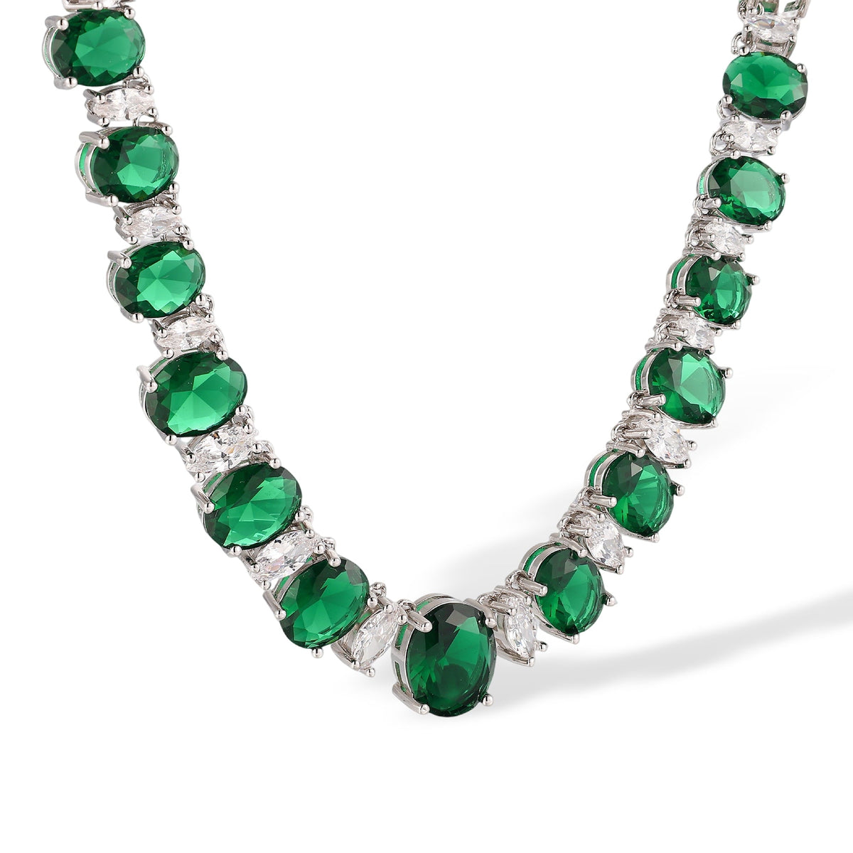 Clarisse Green Oval Marquise Necklace