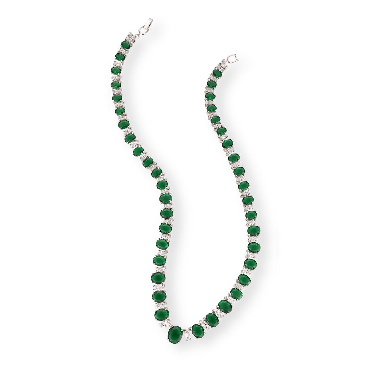 Clarisse Green Oval Marquise Necklace