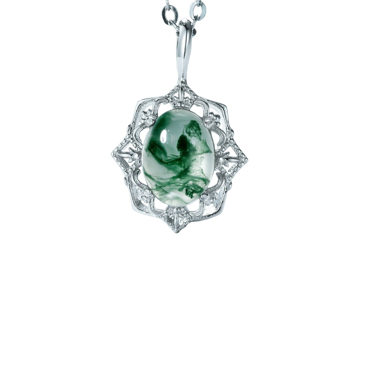 Héloria Green Moss Oval Necklace
