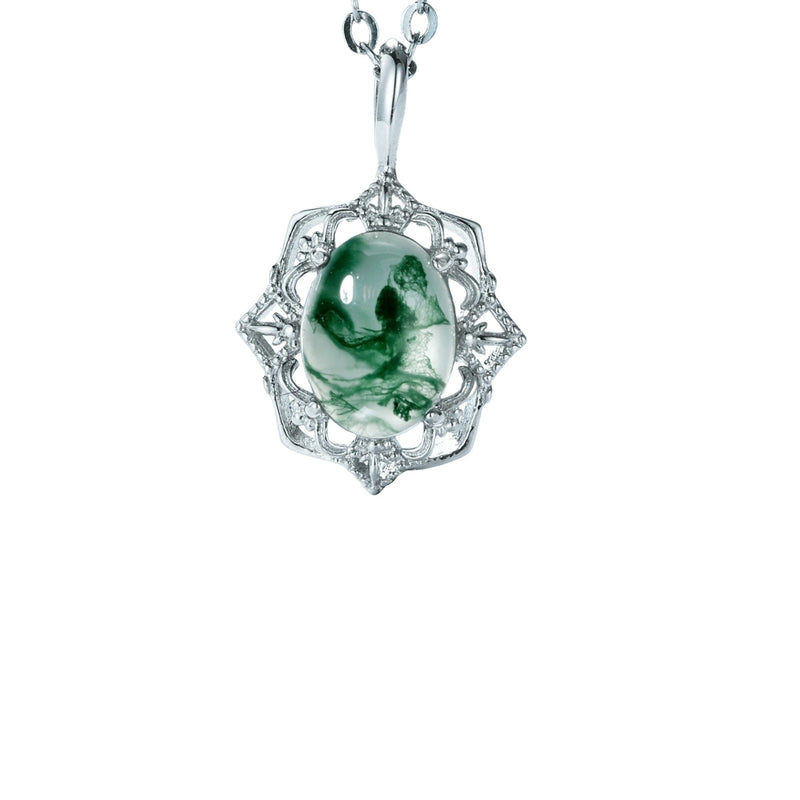 Héloria Green Moss Oval Necklace