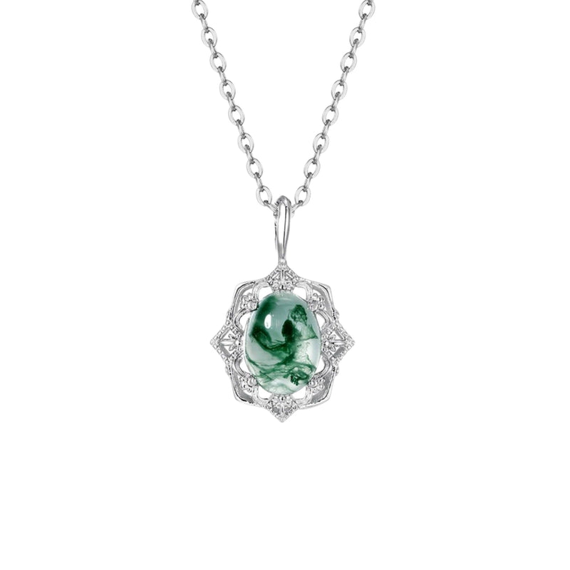 Héloria Green Moss Oval Necklace