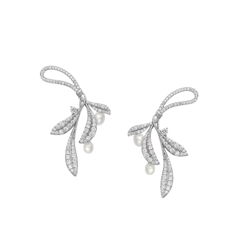 Colette White Leaf Pearl Earrings