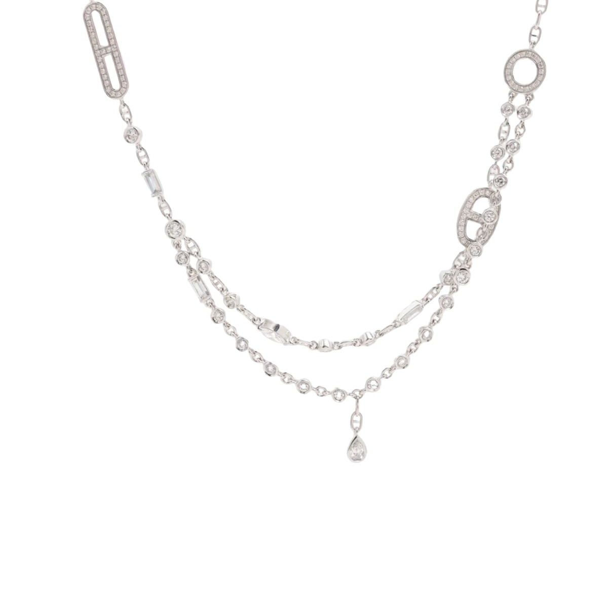 Coralie White Layered Chain Links Necklace