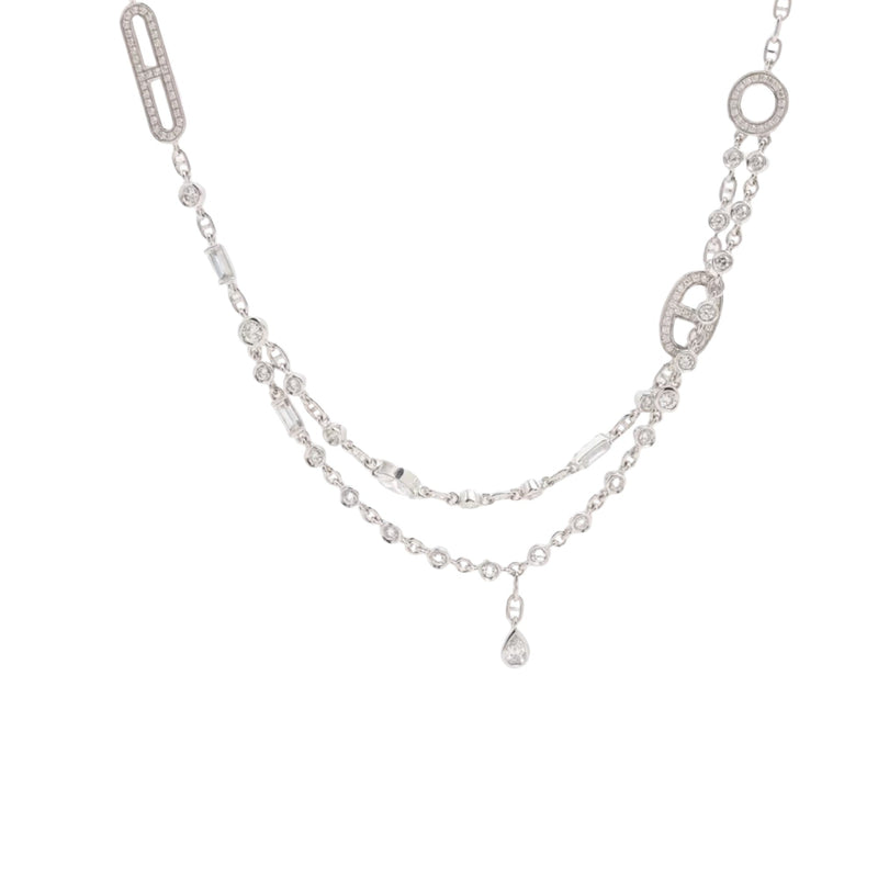 Coralie White Layered Chain Links Necklace