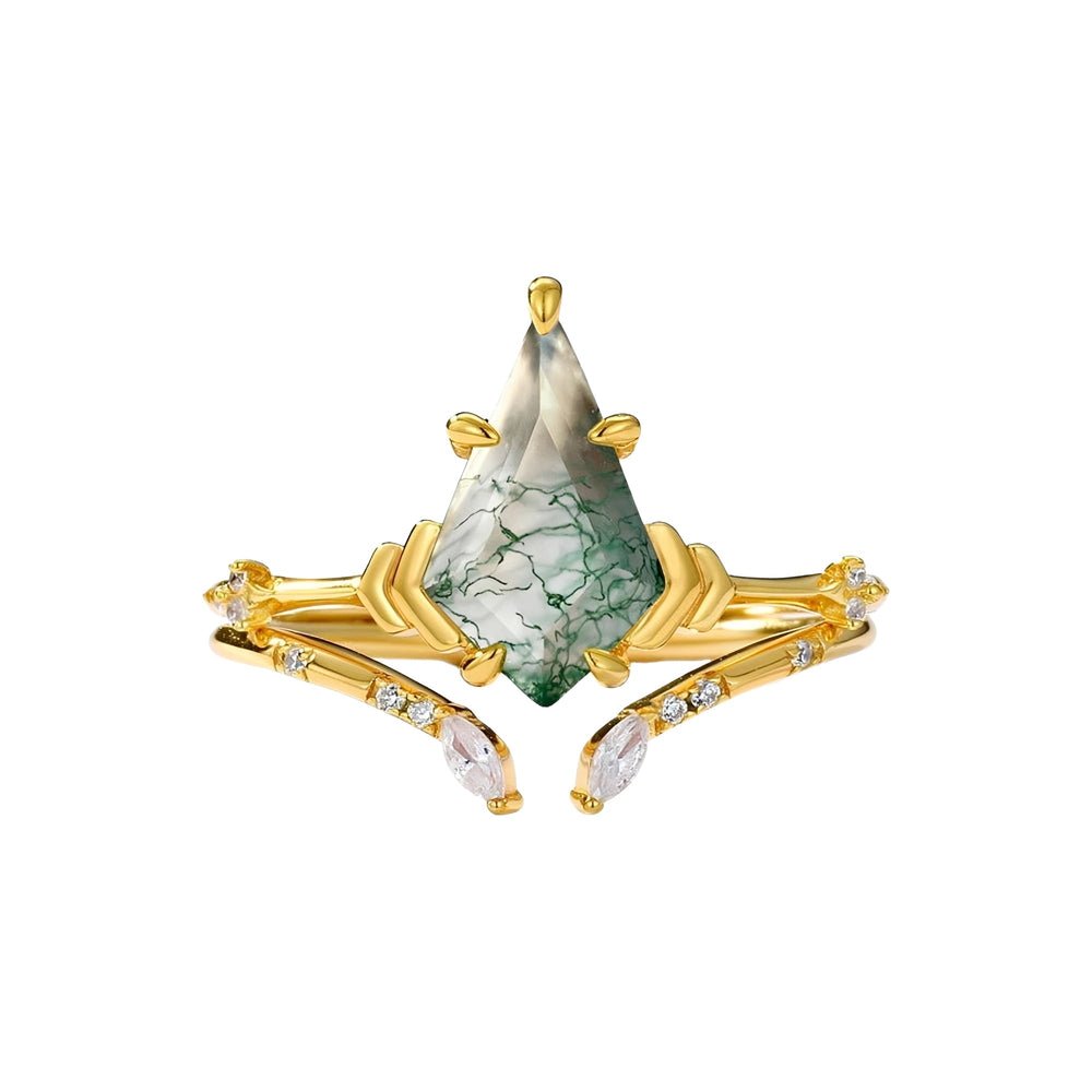 Coraline Green Moss Kite Ring Set