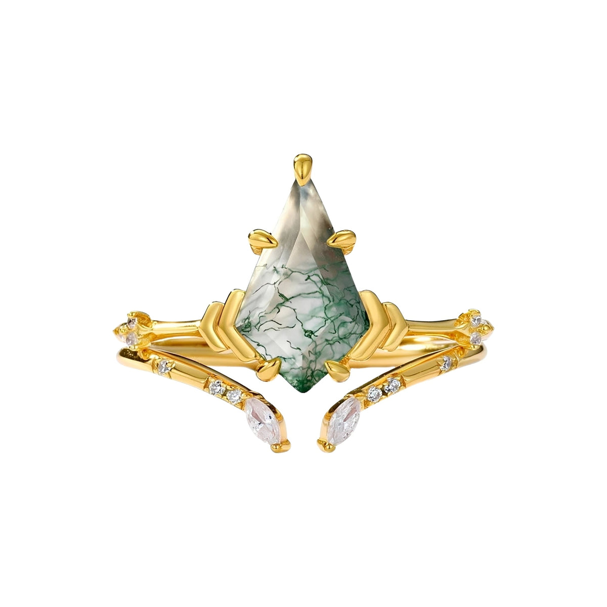Coraline Green Moss Kite Ring Set