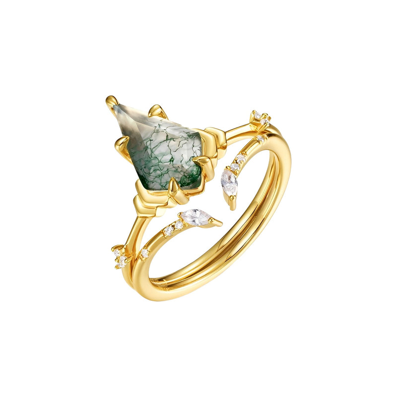 Coraline Green Moss Kite Ring Set
