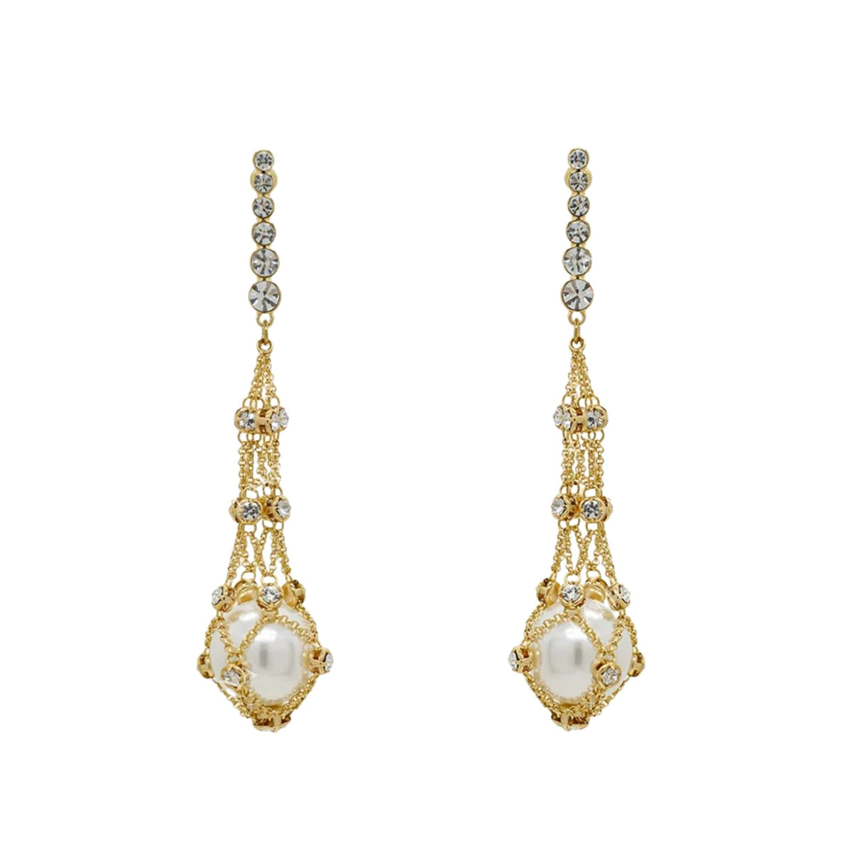 Corentine 14K Gold Pearl Cage Drop Earrings