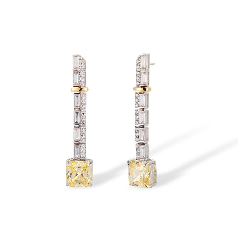 Cornelia Yellow Square Drop Earrings