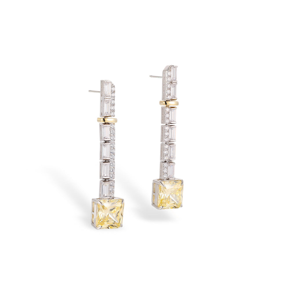 Cornelia Yellow Square Drop Earrings