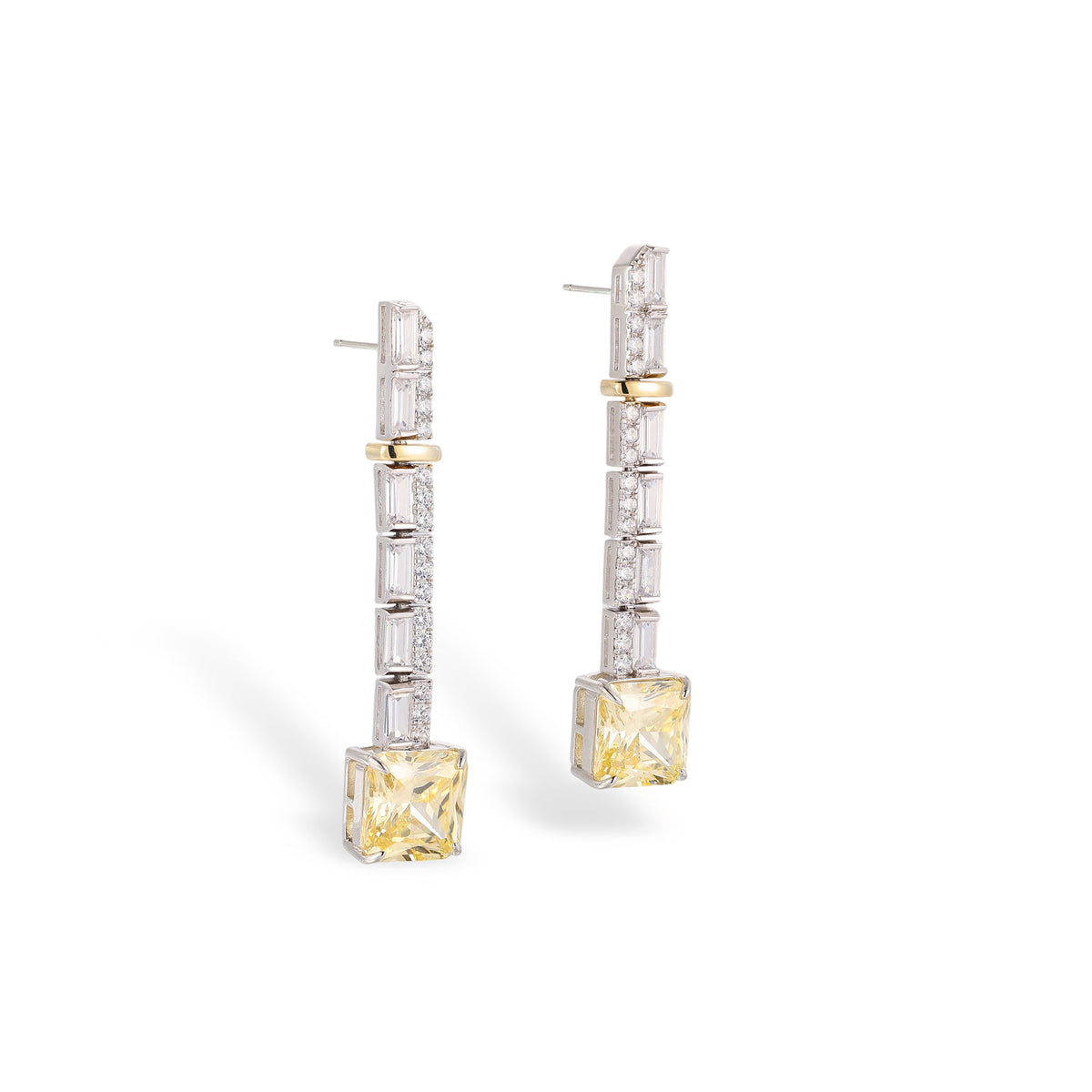 Cornelia Yellow Square Drop Earrings