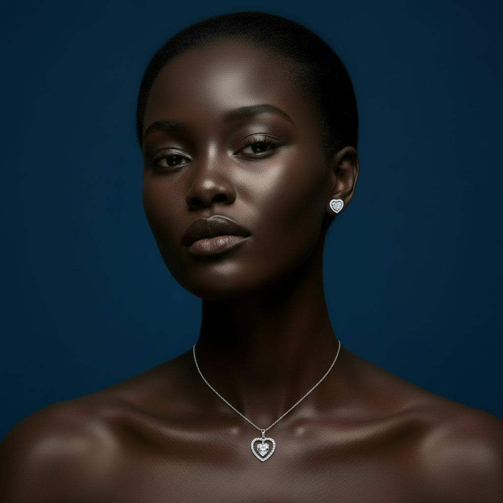 Cybèle White Heart Jewelry 3-Piece Set