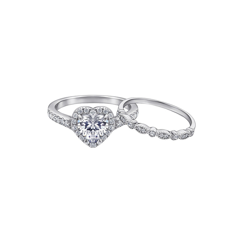 Cybèle White Heart Ring Set