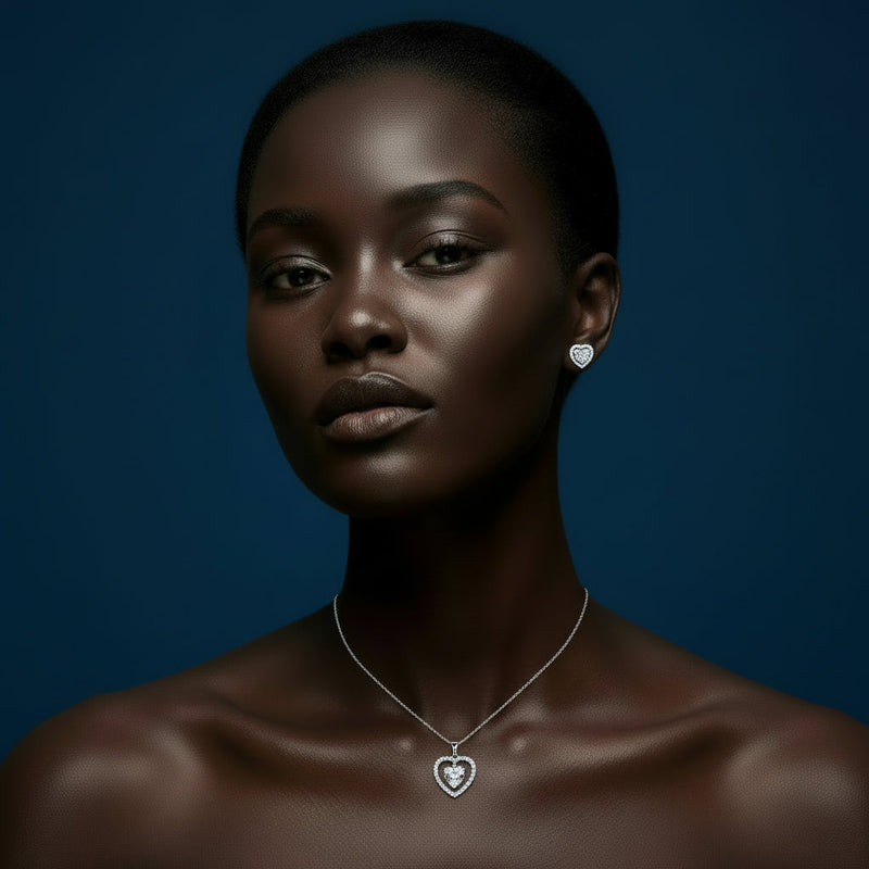 Cybèle White Heart Stud Earrings