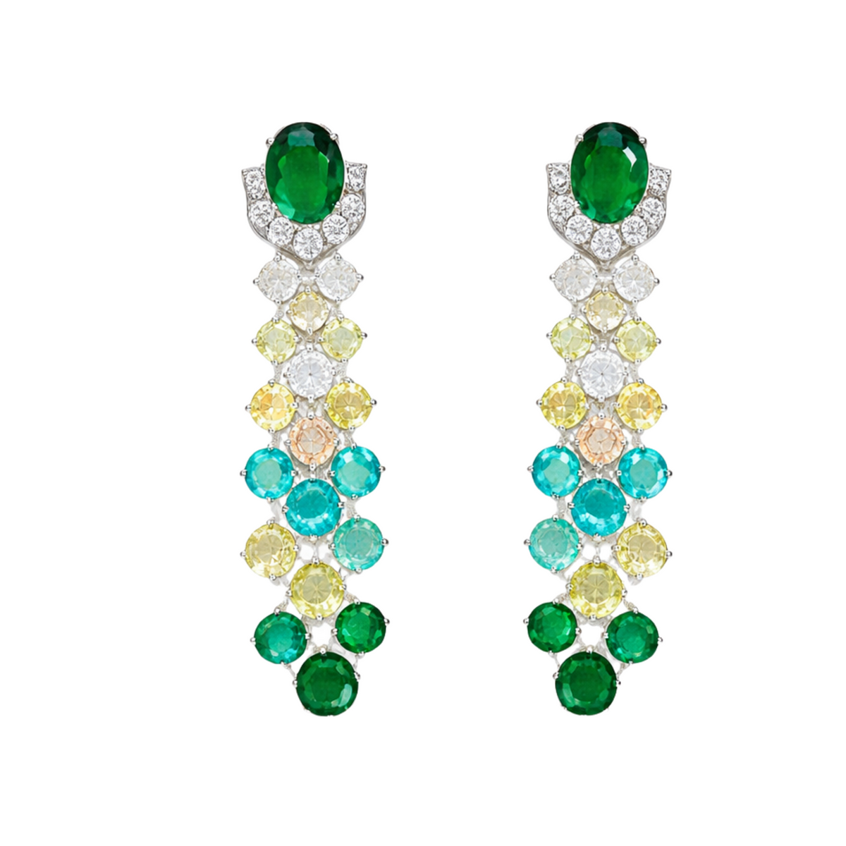 Dahlia Oval Round Drop Earrings