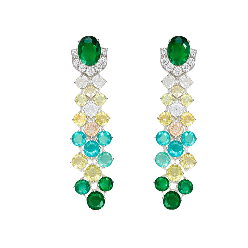 Dahlia Oval Round Drop Earrings