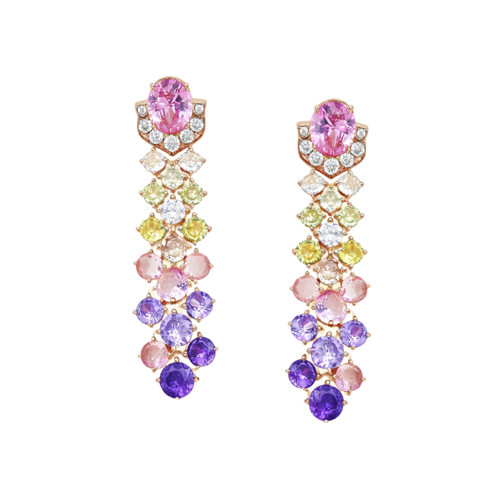 Dahlia Oval Round Drop Earrings