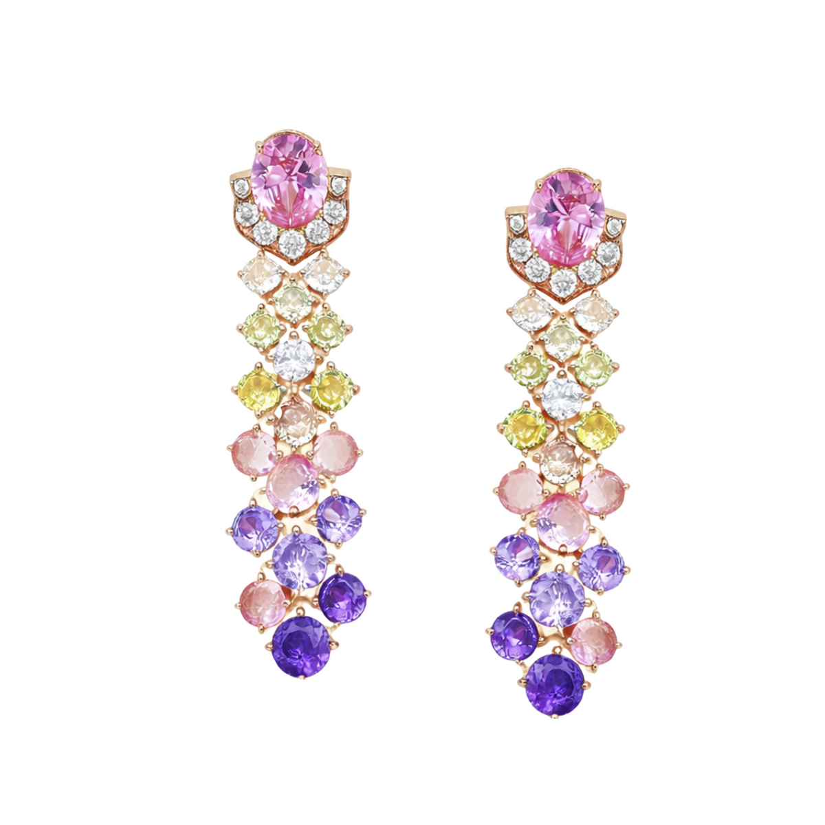 Dahlia Oval Round Drop Earrings
