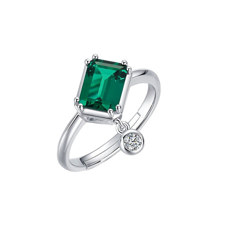 Daphné Green Rectangular Open Ring