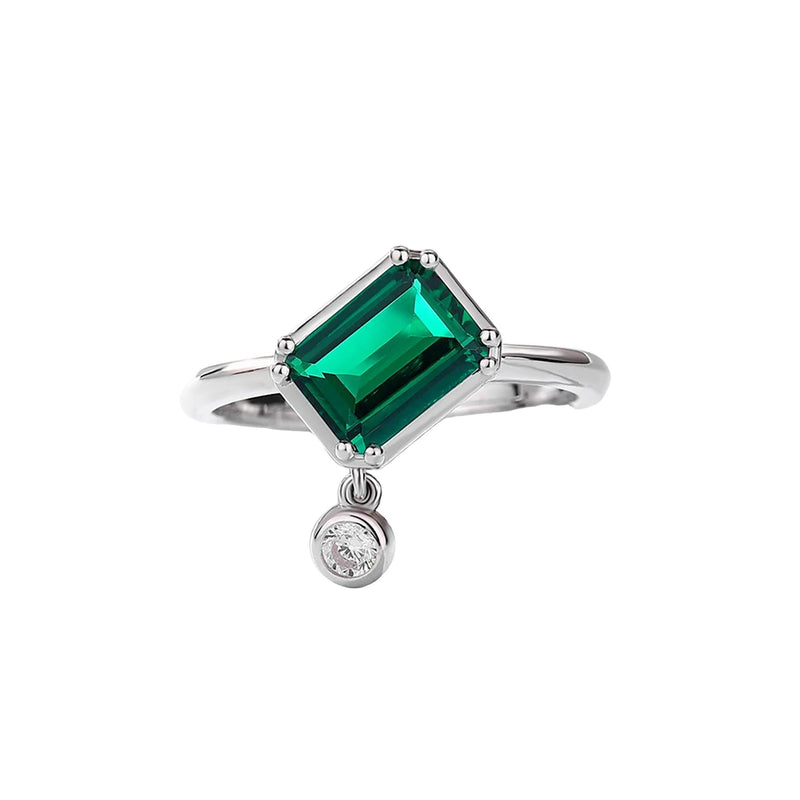 Daphné Green Rectangular Open Ring