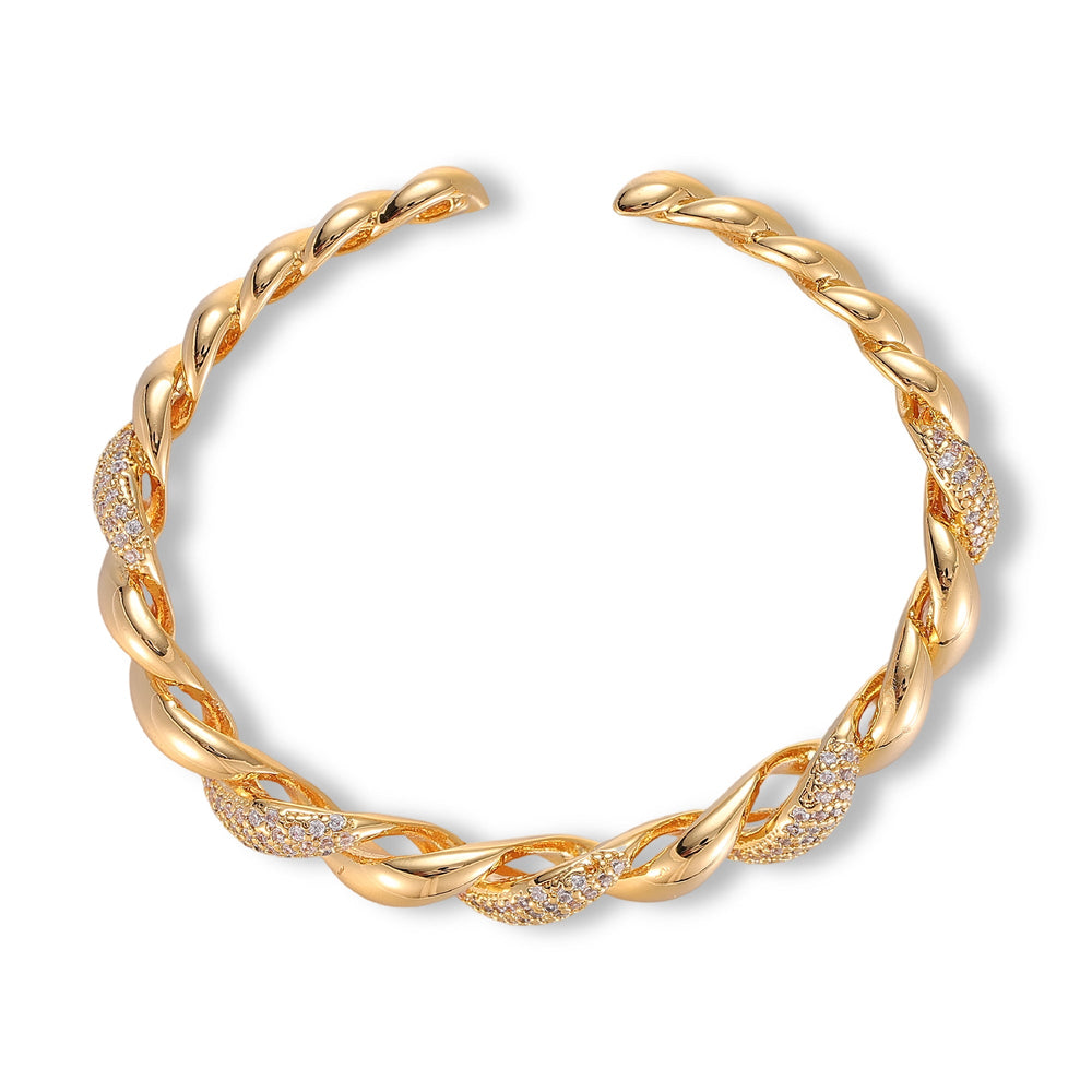 Daria 14K Gold Twisted Rope Open Bangle