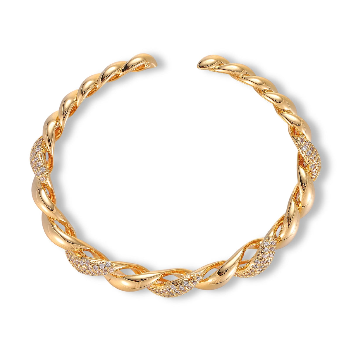 Daria 14K Gold Twisted Rope Open Bangle