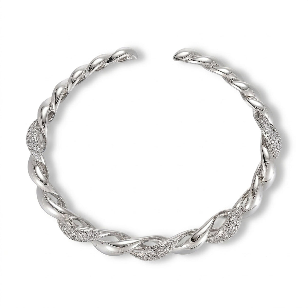 Daria 14K Gold Twisted Rope Open Bangle
