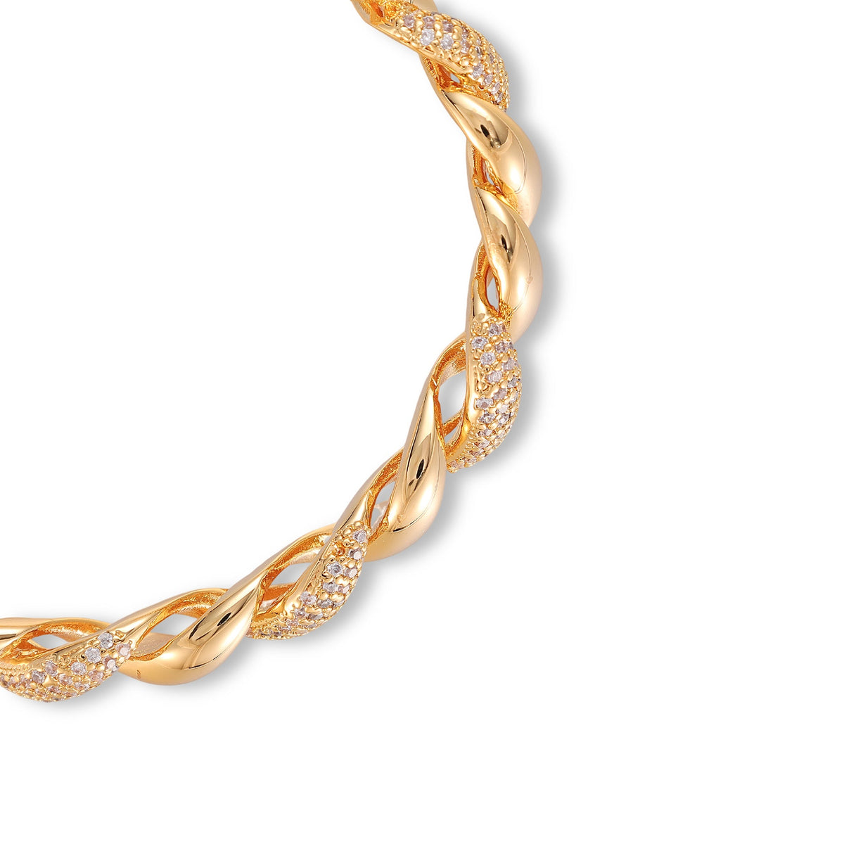 Daria 14K Gold Twisted Rope Open Bangle