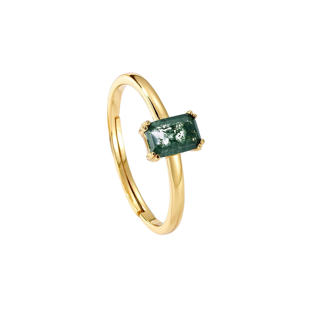 Délicia Green Moss Rectangular Open Ring Set