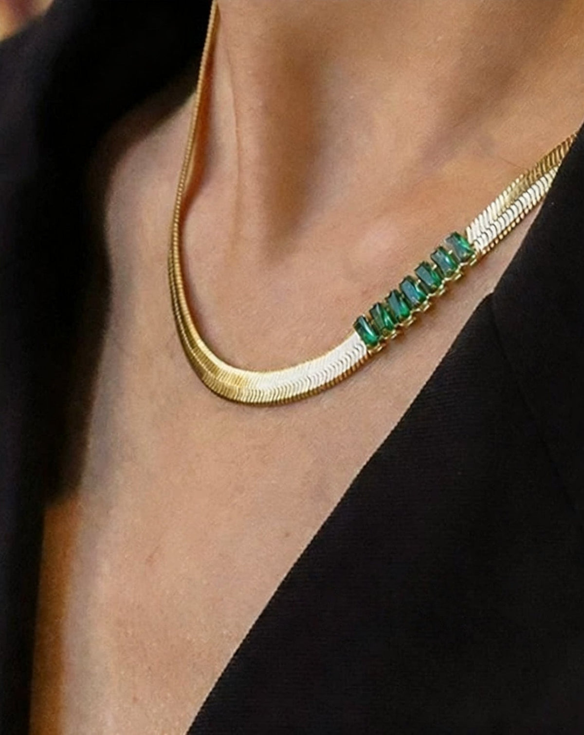 Dianthe Green Baguette Necklace