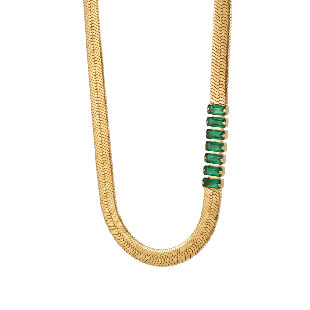 Dianthe Green Baguette Necklace