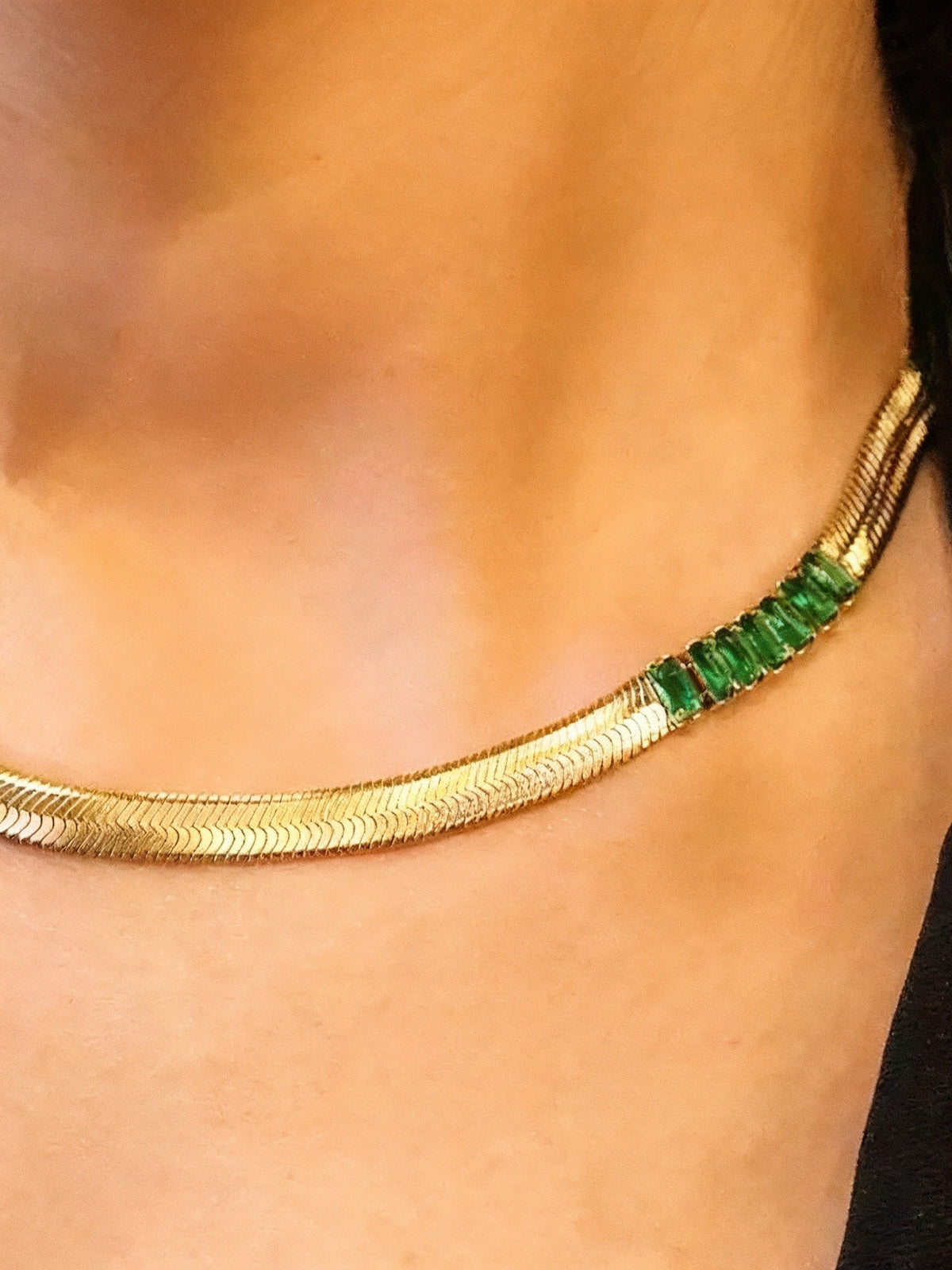 Dianthe Green Baguette Necklace