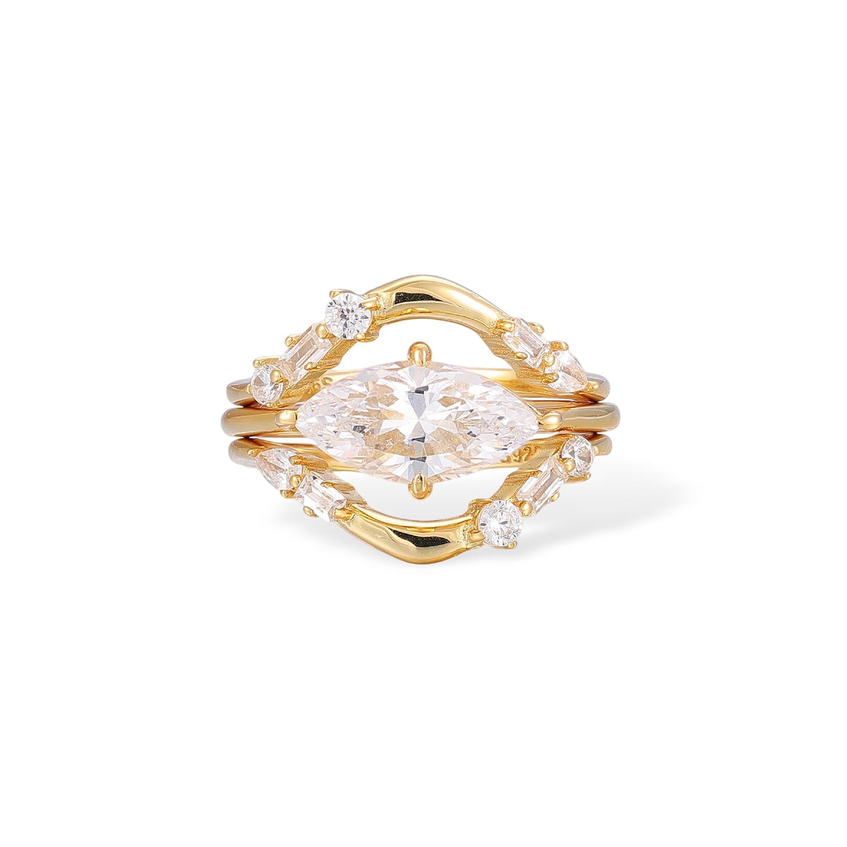 Dietwina 14K Gold Marquise Ring Set