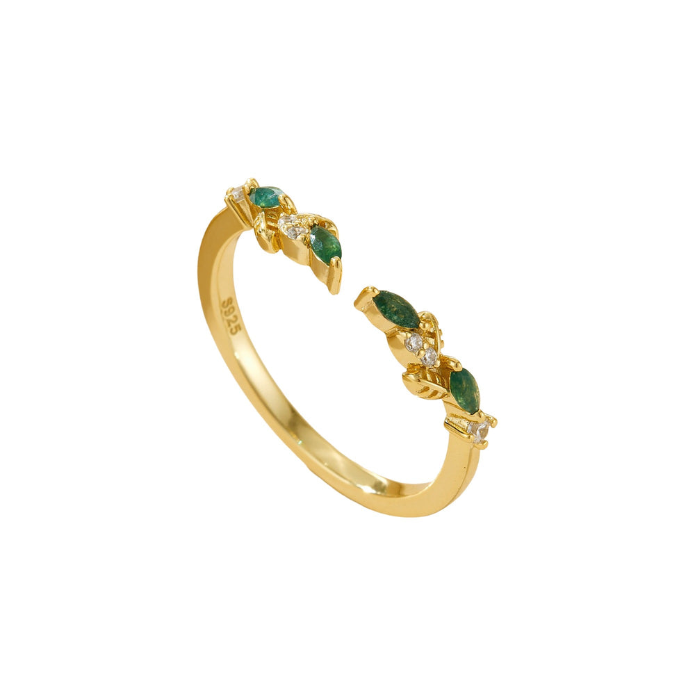 Dieudonné 14K Gold Moss Navette Ring Set