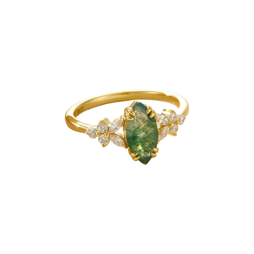 Dieudonné 14K Gold Moss Navette Ring Set